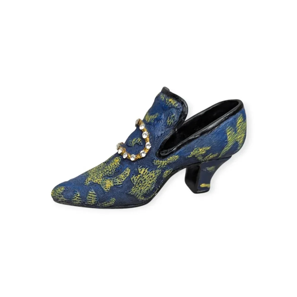 Vintage My Treasure 1999 Kingsbridge Int Inc Blue & Gold Tone Miniature Shoe